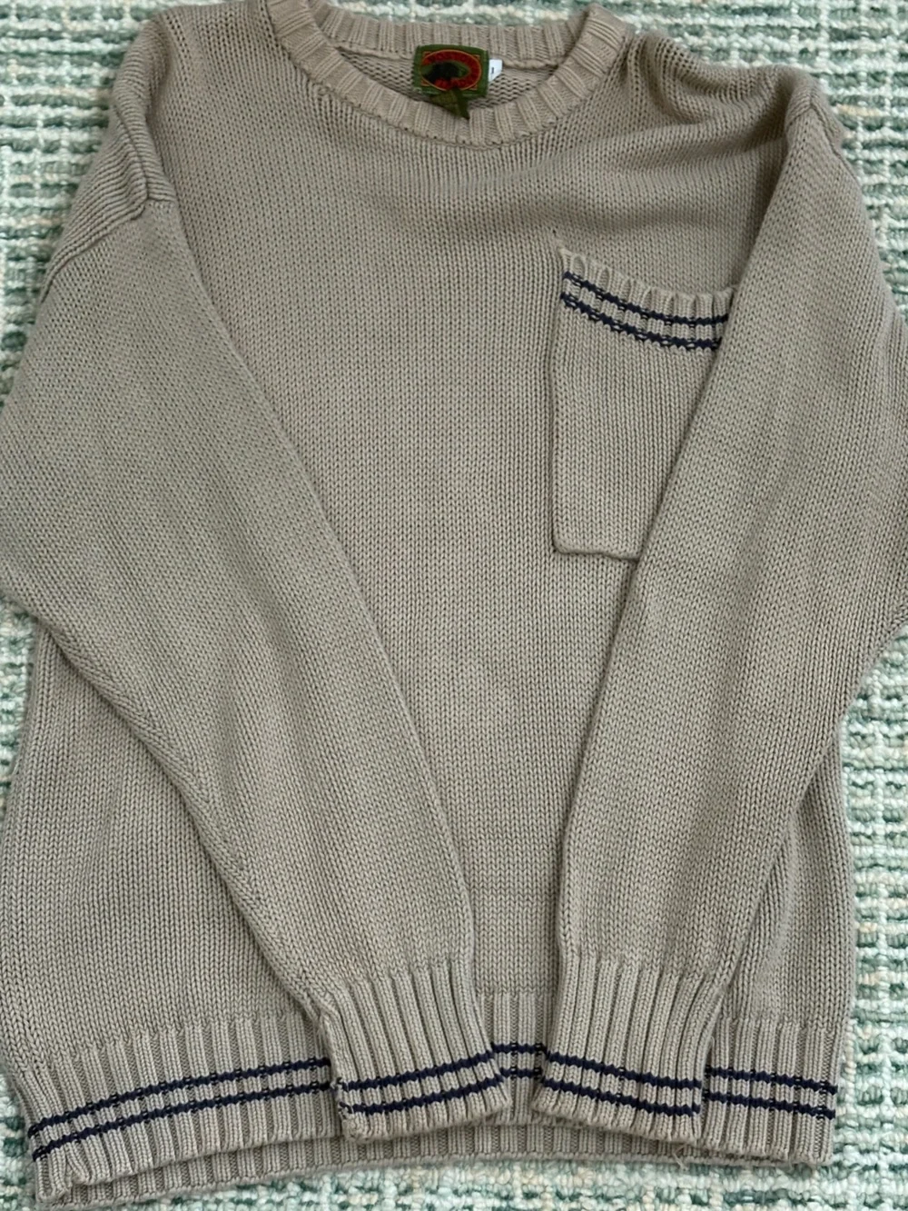 Boston Traders Tan snd Navy Knit Sweater